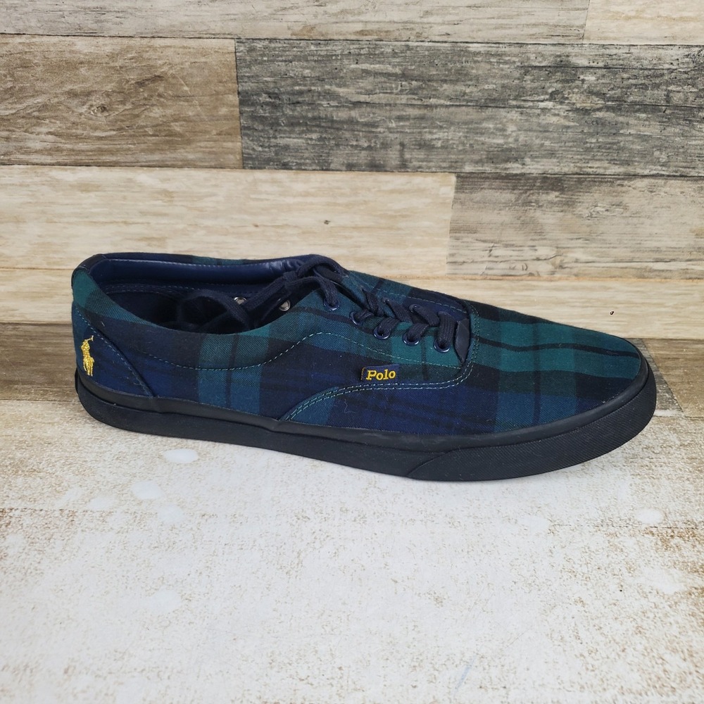 Polo Ralph Lauren Thorton Mens Shoes Sz 13 D Blackwatch Tartan Plaid Sneakers